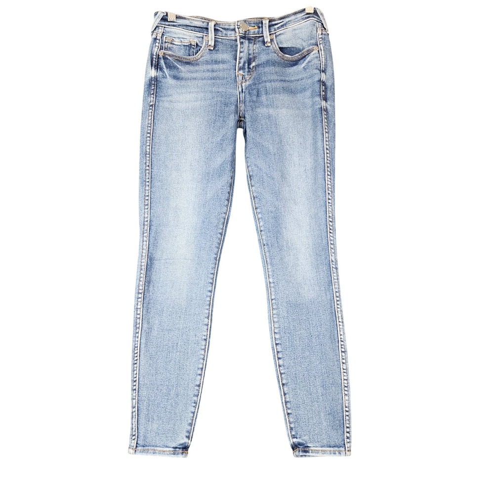 True Religion Halle Mid Rise Super Skinny Jeans Blue Denim Size 27 Stretch
